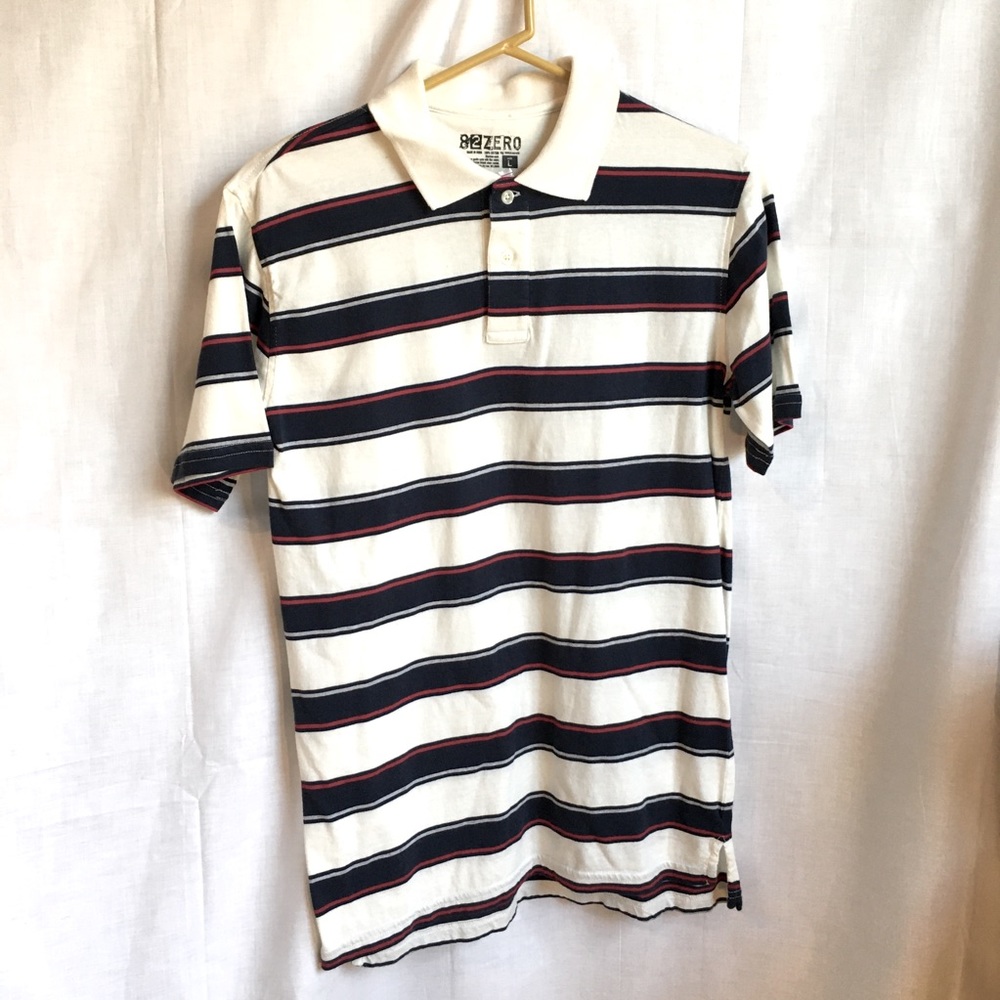 82 Zero: boys large collared shirt white/blue/red